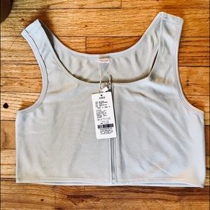 Keuryuci Grey Crop Top With Zipper